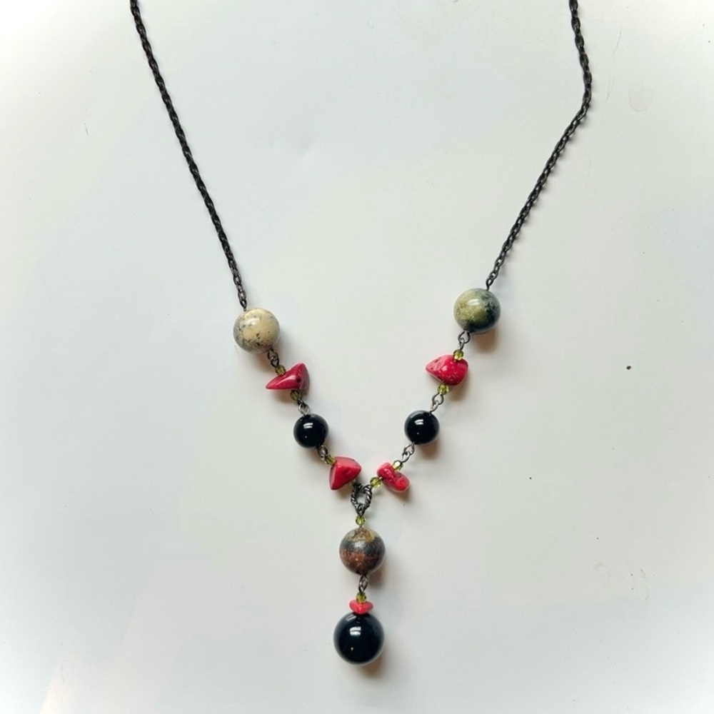 Emily Ray Sterling Silver Artisan Beaded Y Necklace 925 Gemstone Crystal Lariat - Picture 2 of 9